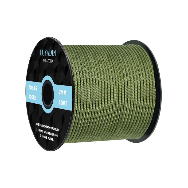 LUYADIN Paracord 240lb - Diameter 2mm Micro Utility Cord -3 Strand Parachute Spool Cord - 100ft 200ft,Paracord for Camping,Hiking,Fishing,Outdoor and DIY - Image 1